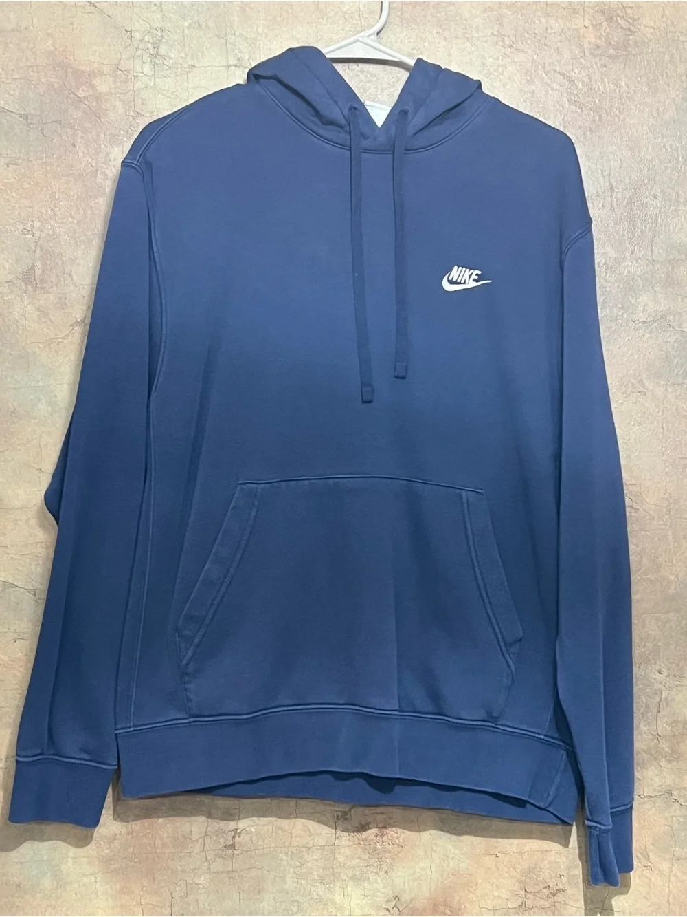 Nike Men’s Blue Pullover Hoodie with White Swoosh